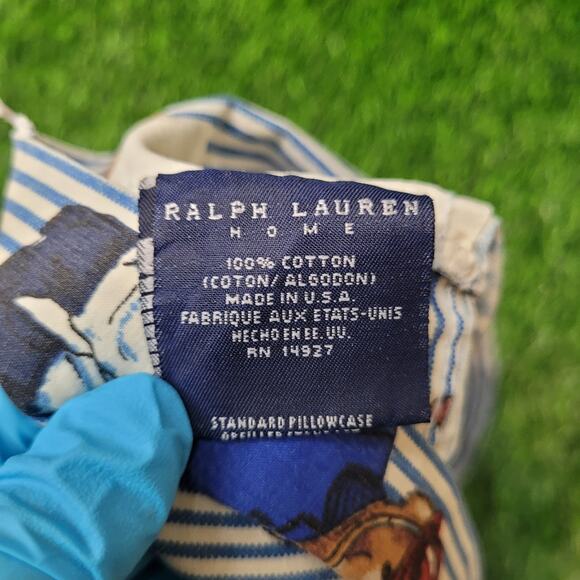 VTG 90s Ralph Lauren Polo Bear AOP Pillowcase Made in USA Preppy - Picture 5 of 5